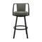 Armen Living Sandringham 26" Gray Faux Leather and Black Metal Swivel Bar Stool 721535762088 - alternate 6